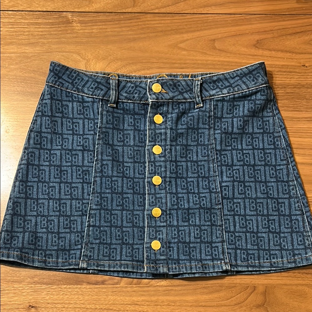 Wrangler Leon Bridges All Over Laser Denim Mini Skirt Women’s Small